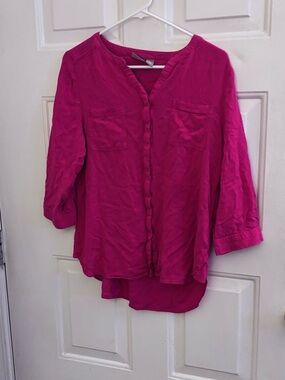 Chico's Bright Fuchsia Button-Front Tunic